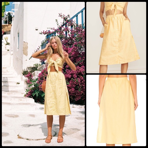 Faithfull the Brand Dresses & Skirts - FAITHFULL THE BRAND☀️ Seine Skirt Pale Yellow NWOT